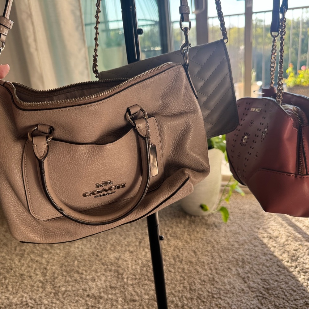 Coach Taupe Leather Shoulder Bag